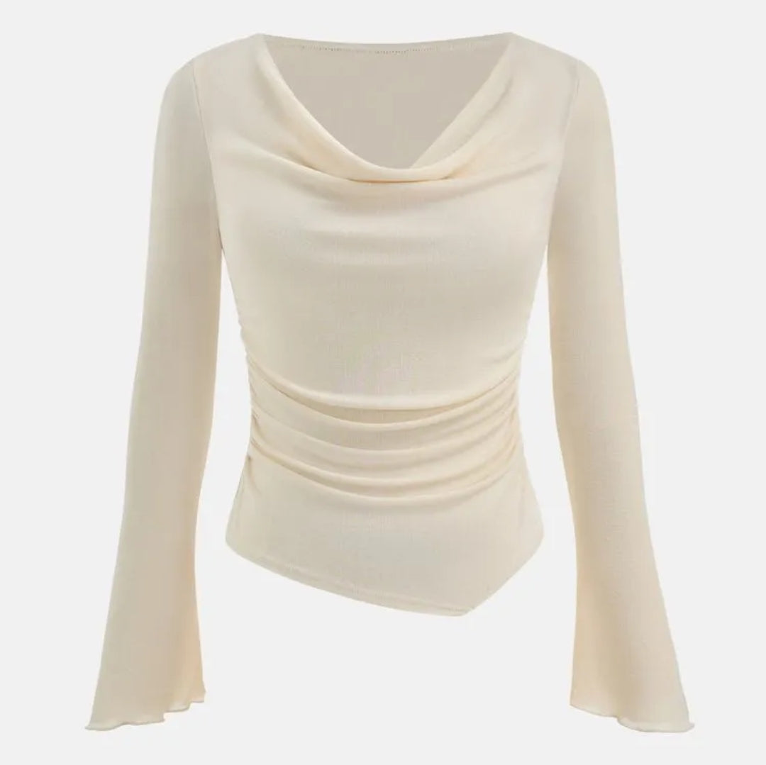 Elegant Fitted Sleeve Asymmetric Slim Fit top