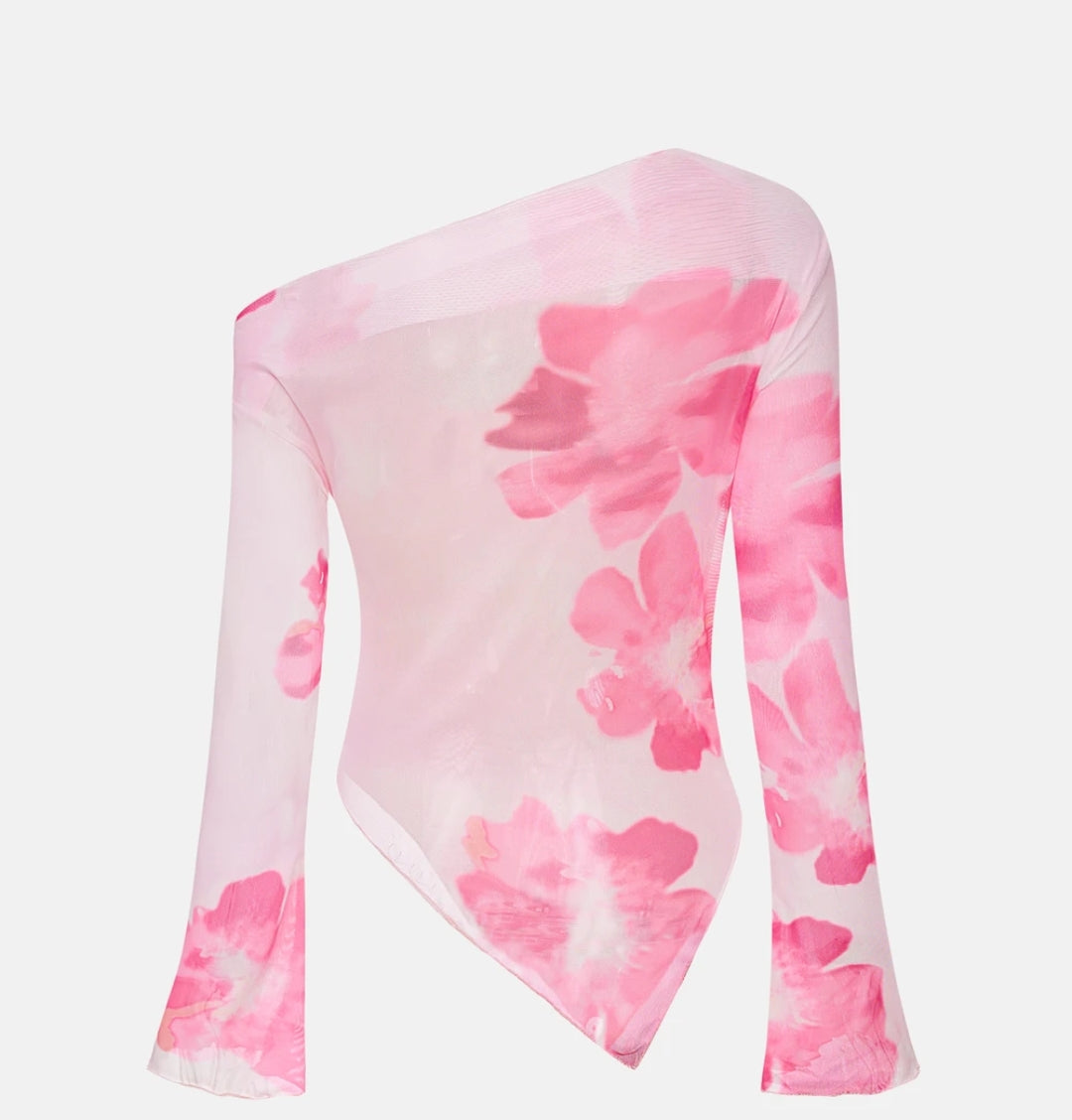 Floral Mesh Asymmetrical Top