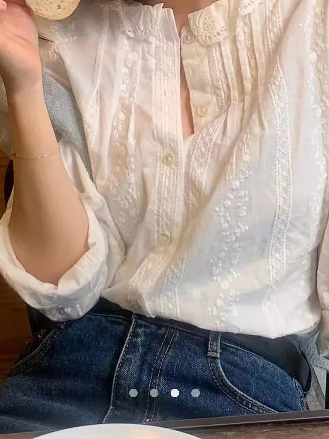 Lace Trimmed Placket Blouse
