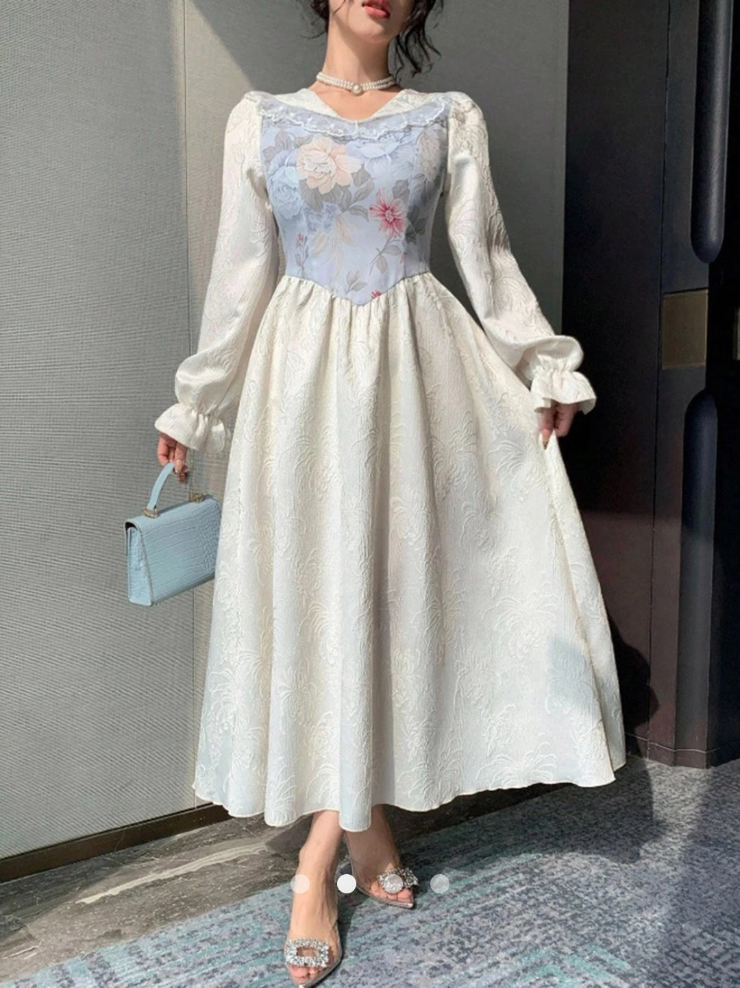 Retro Jacquard A-Line Dress