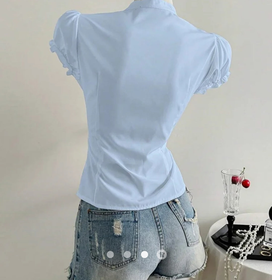 Ruffle Placket Blouse