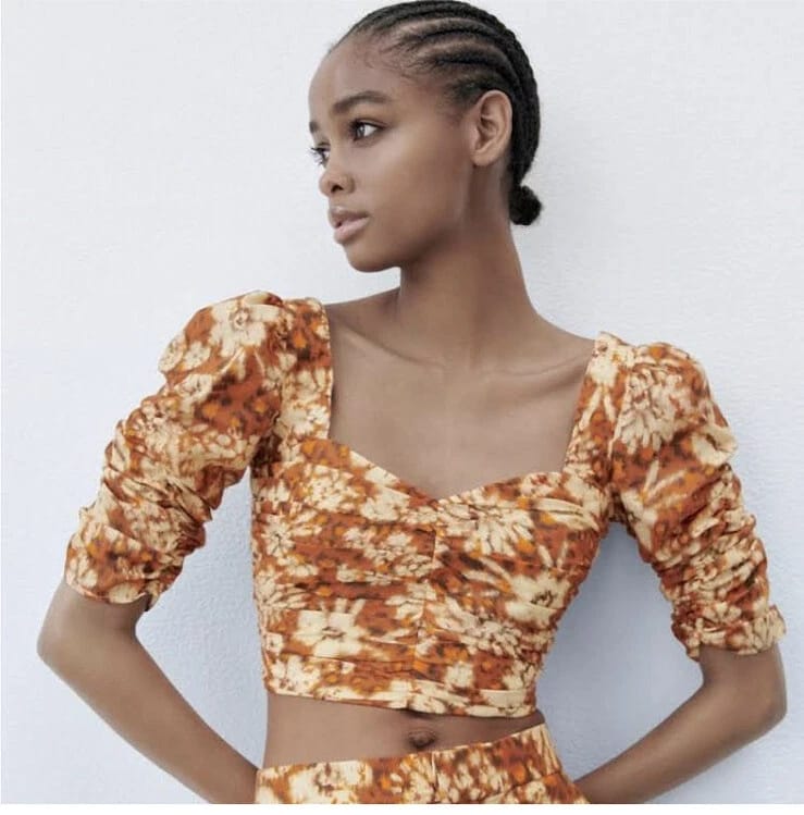 ZARA Printed Drape Crop Top