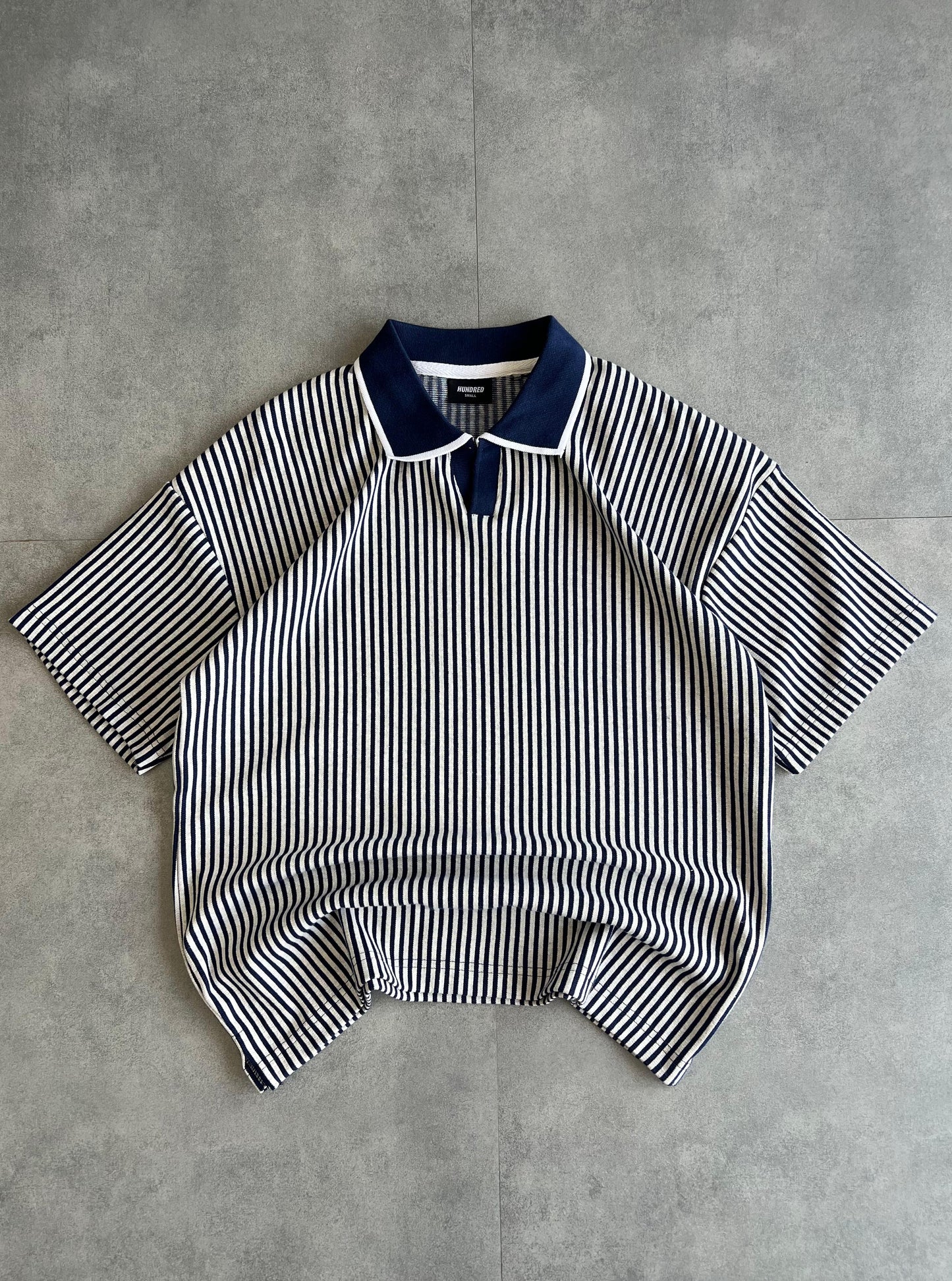 Oversized Stripes Collar T-shirt