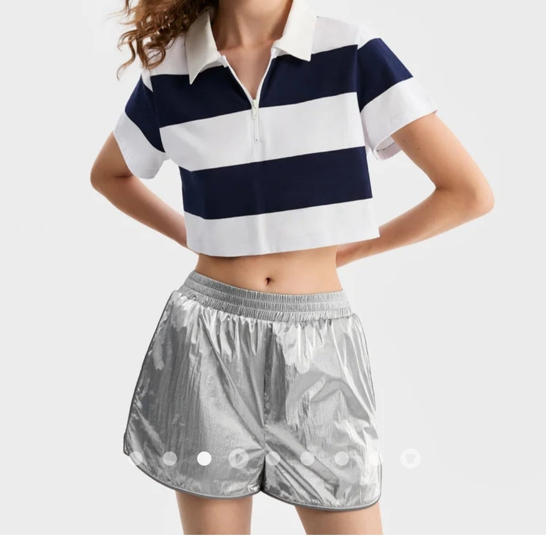 Striped T-shirt with Detachable Collar
