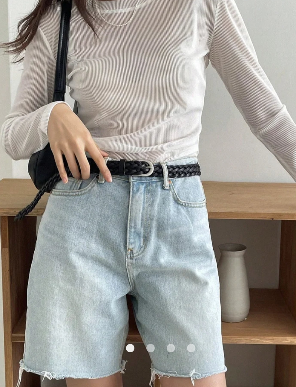 Raw Hem Denim Straight Leg Shorts