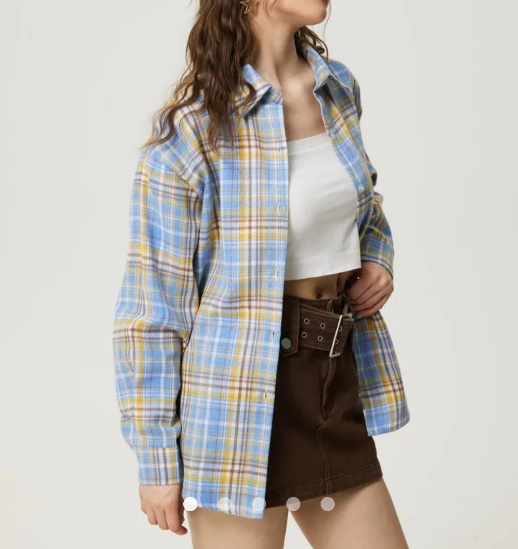 Colour Block Placket Blouse