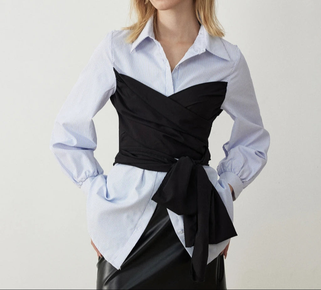 Patchwork Placket Blouse