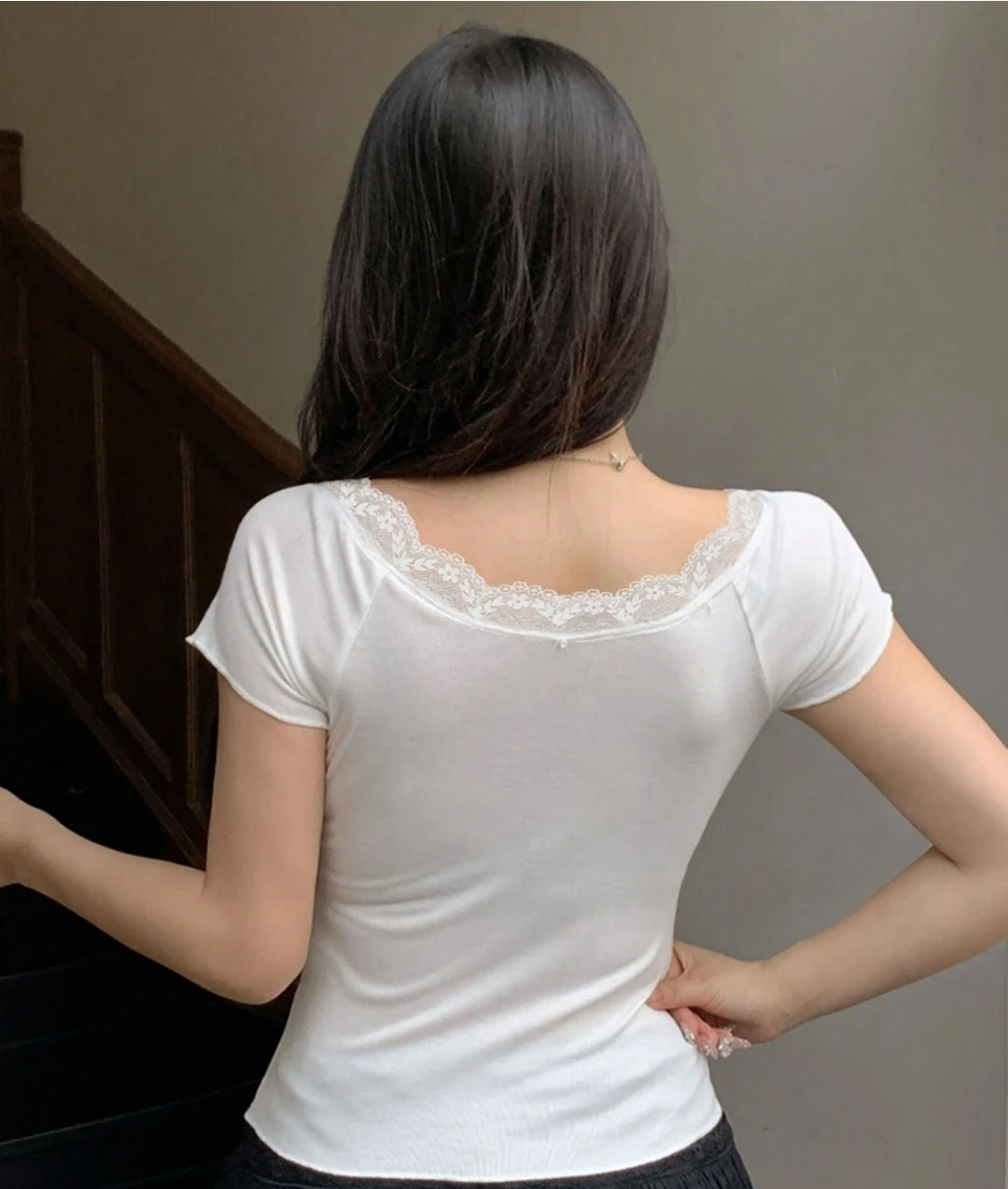 Lace Applique Bow Top