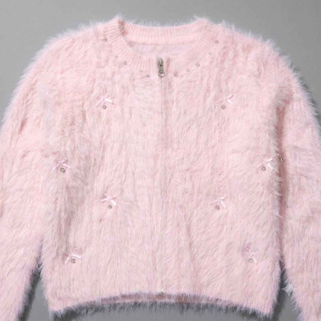 Faux Fur Bow Zipper
