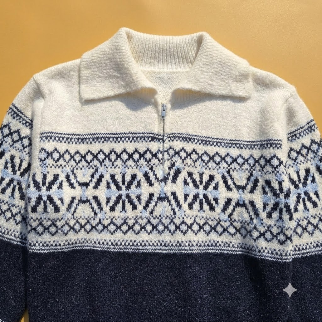 Nordic Print Half Zipper
