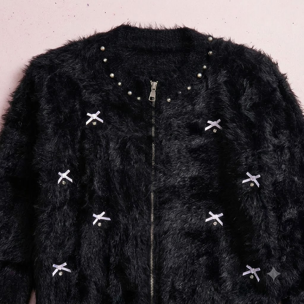 Faux Fur Bow Zipper