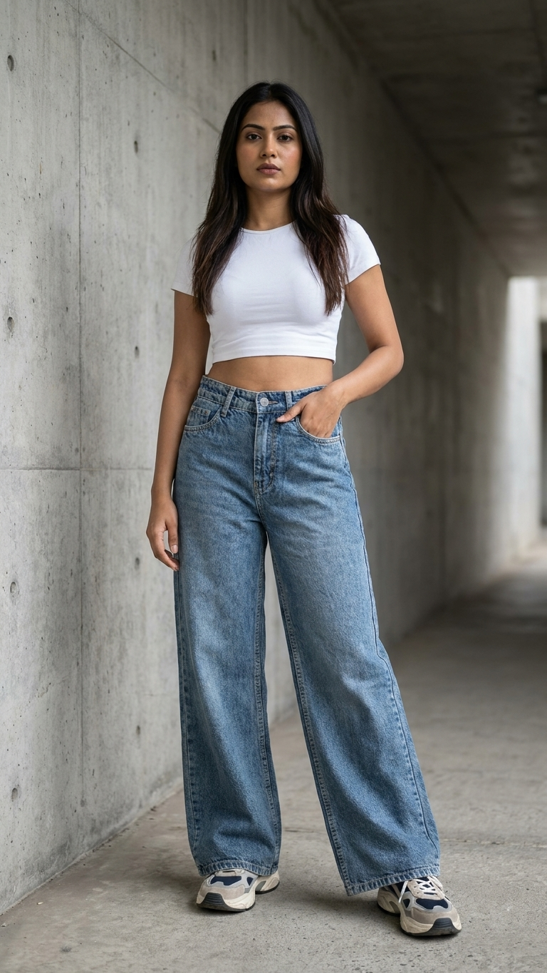 Imported High Waist Wideleg Jeans