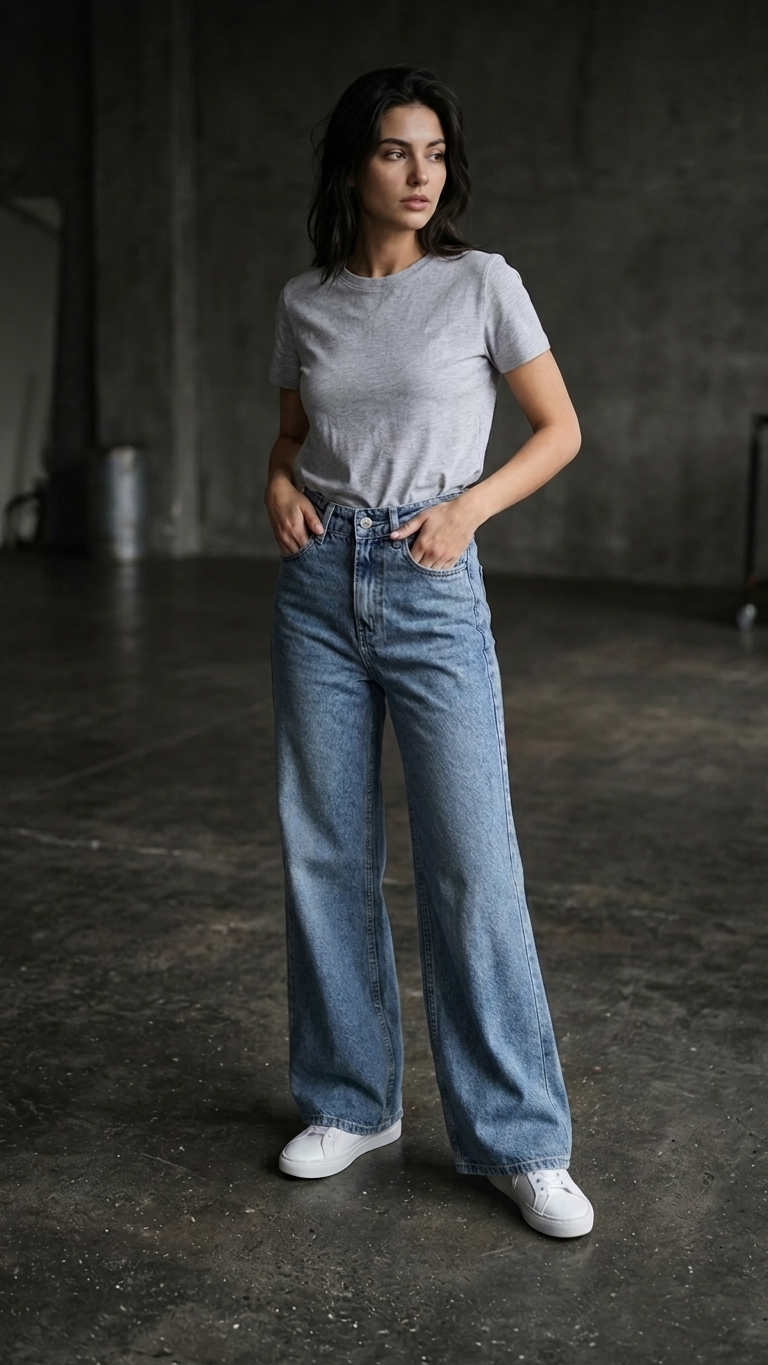 Imported High Waist Wideleg Jeans