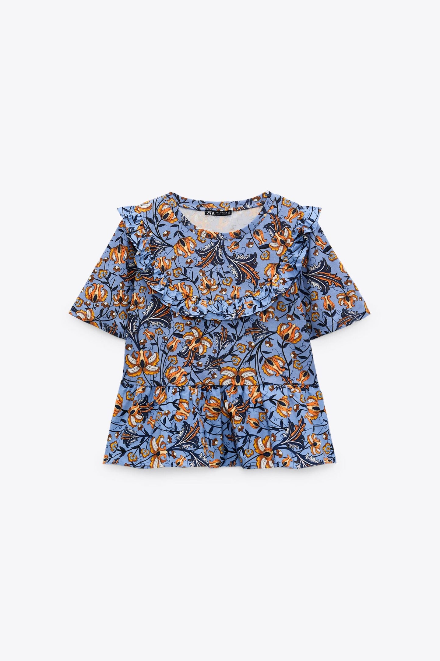 Zara Floral Printed Ruffle Top