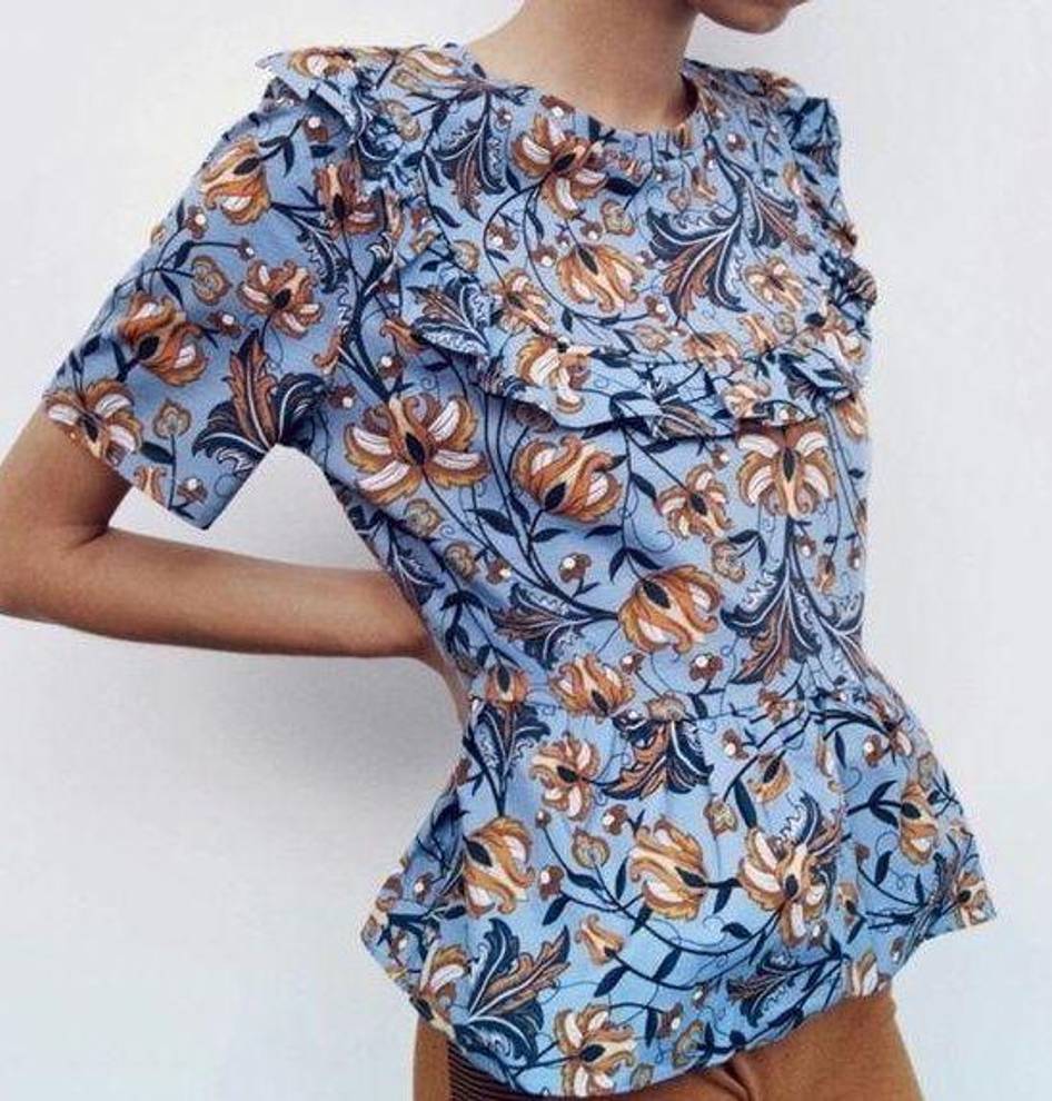 Zara Floral Printed Ruffle Top
