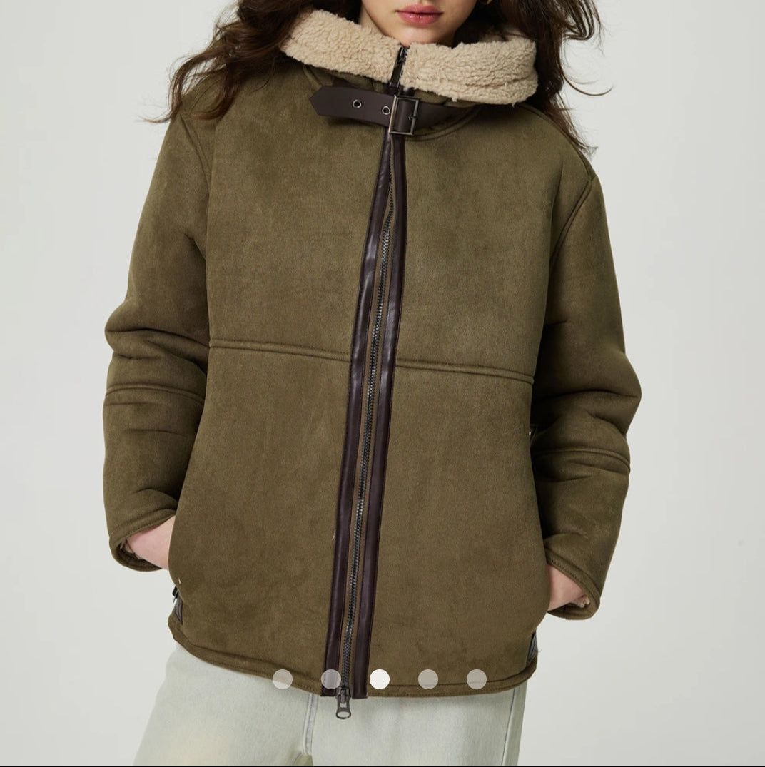 Patchwork Faux Leather Coat