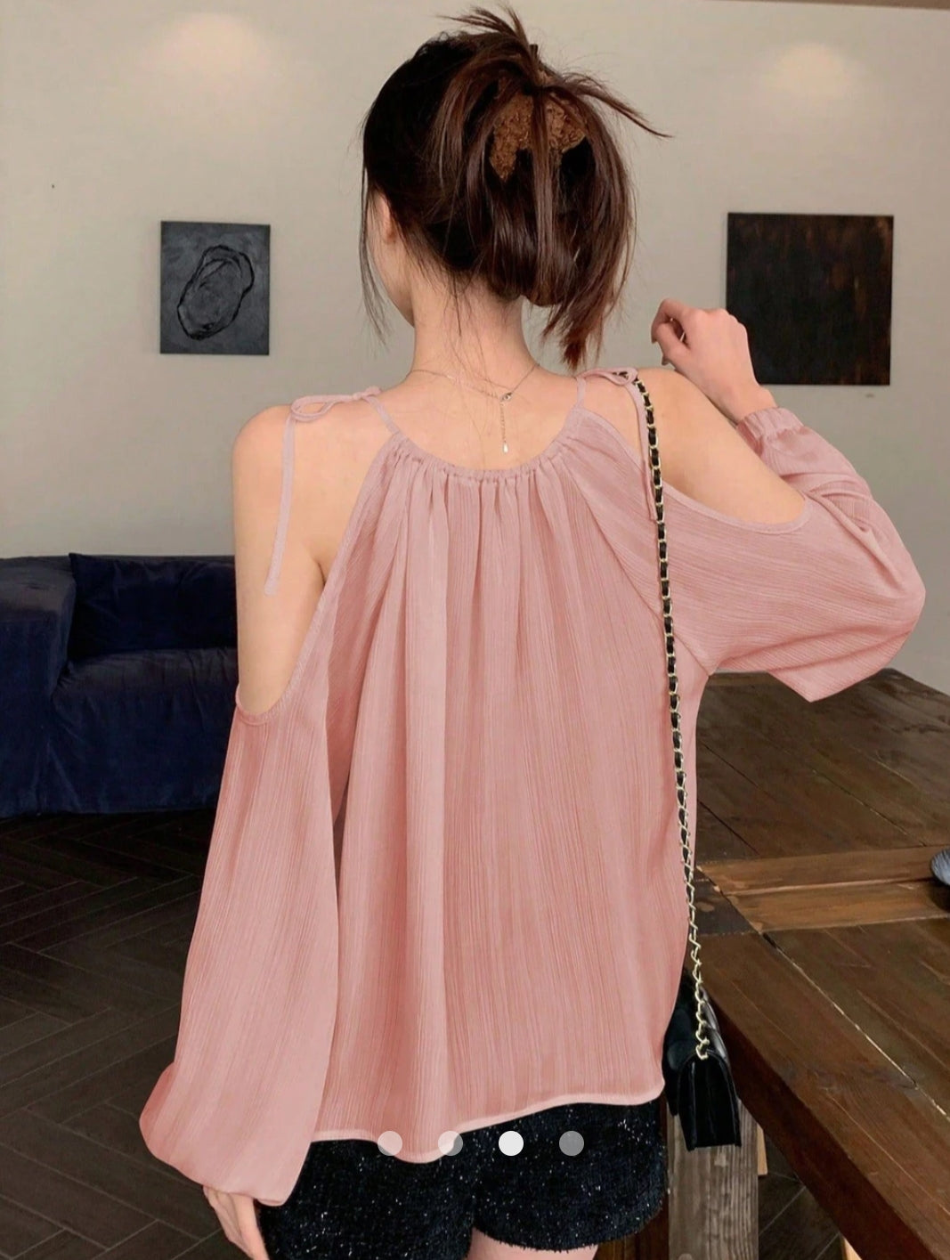 Sweet Lantern Sleeve Cutout Oversized Top