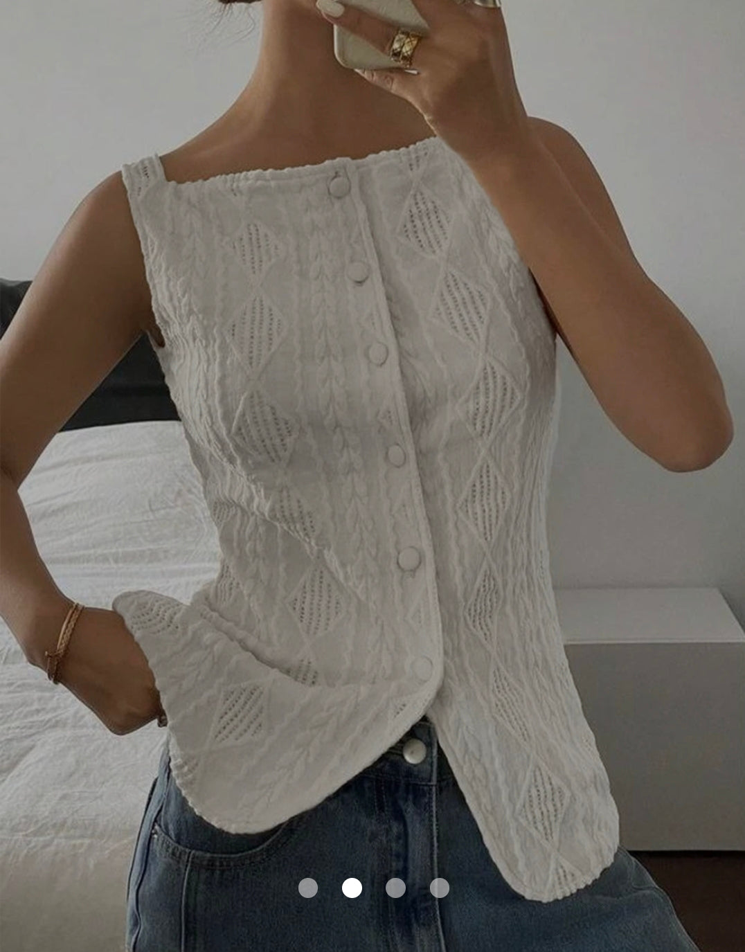 French Waistcoat Sleeveless Hip Length Top