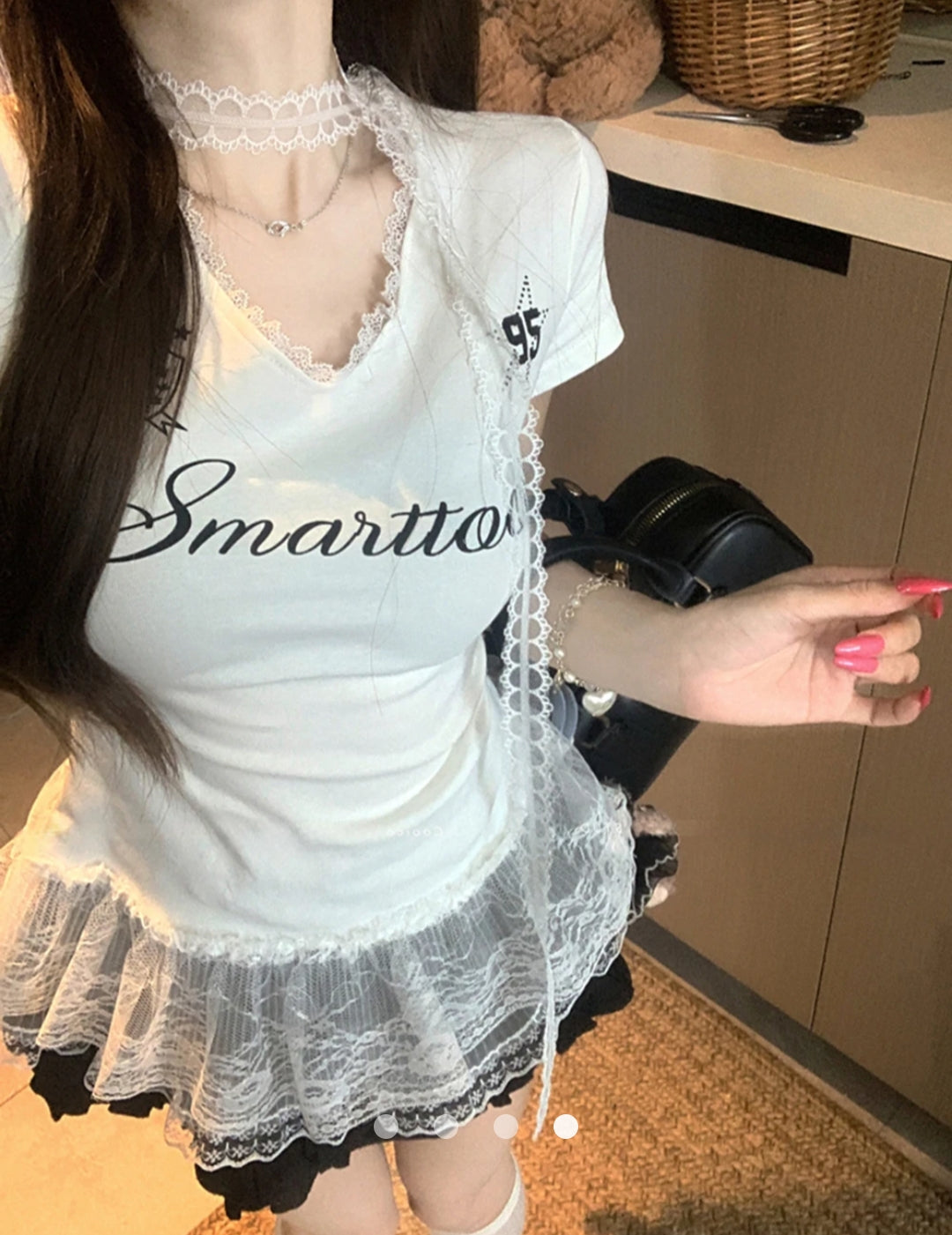 Lace-trimmed Pullover T-Shirt