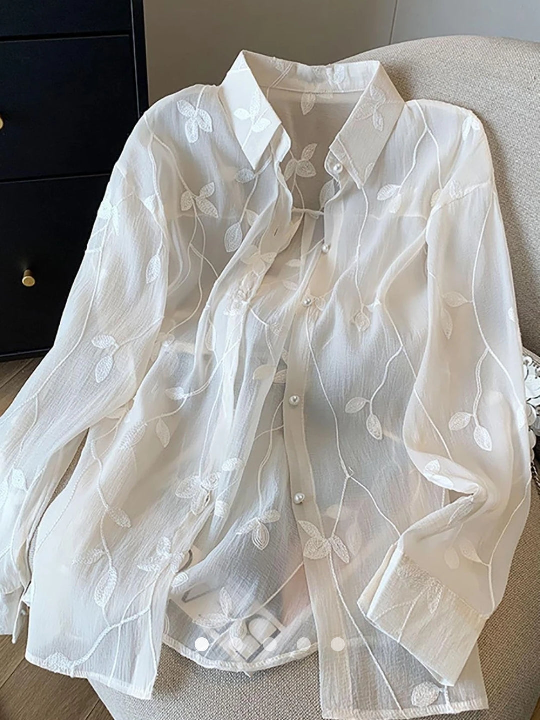 Embroidered Placket Blouse