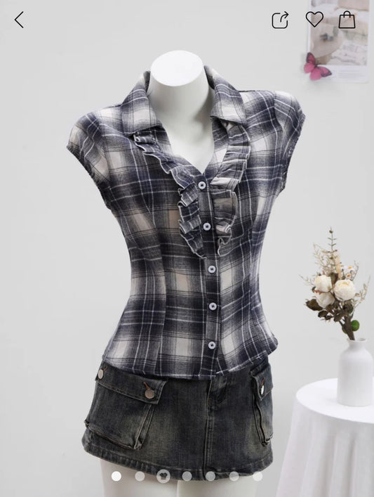Ruffle Placket Blouse