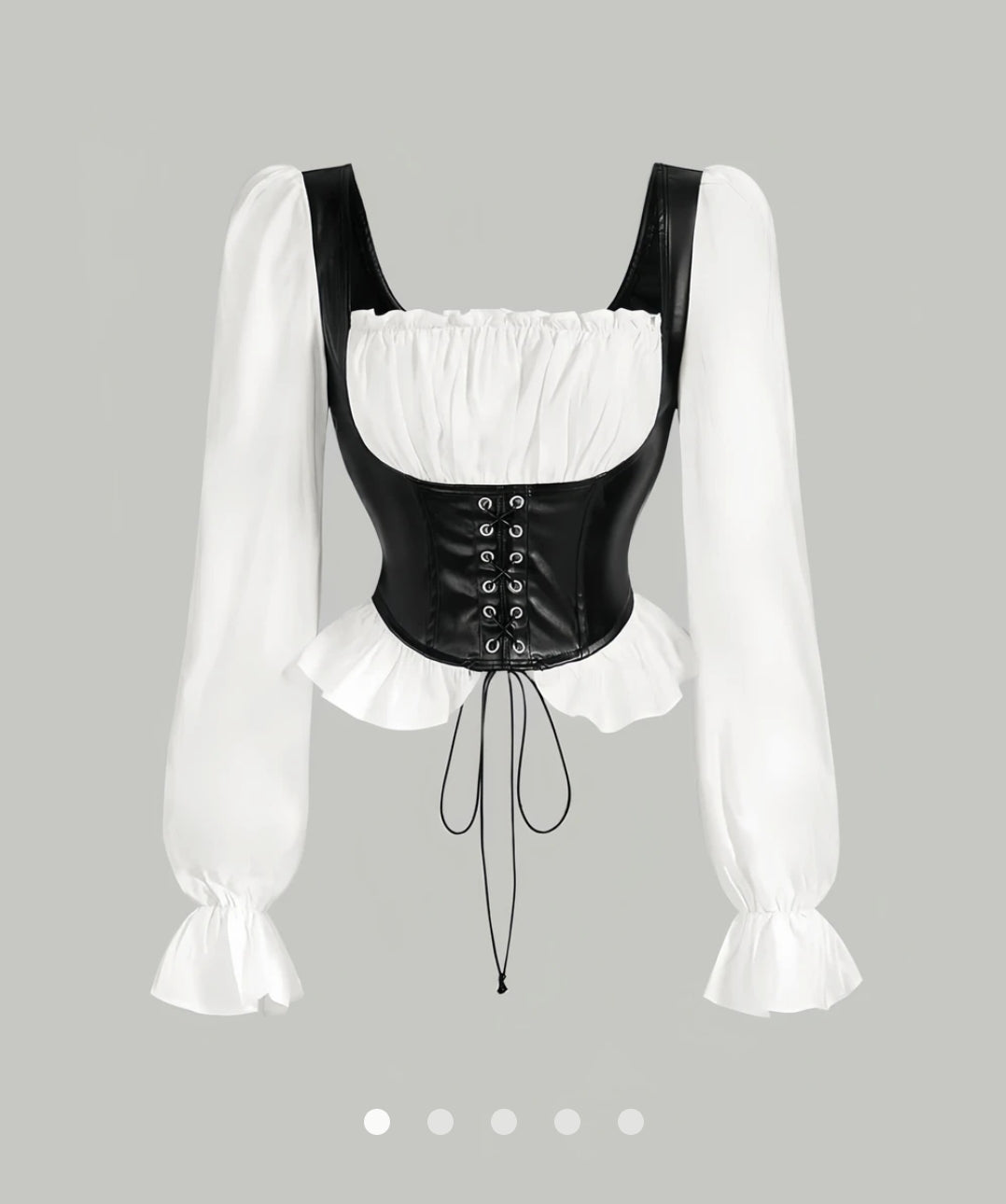 Puff Sleeve Faux Leather Corset Top