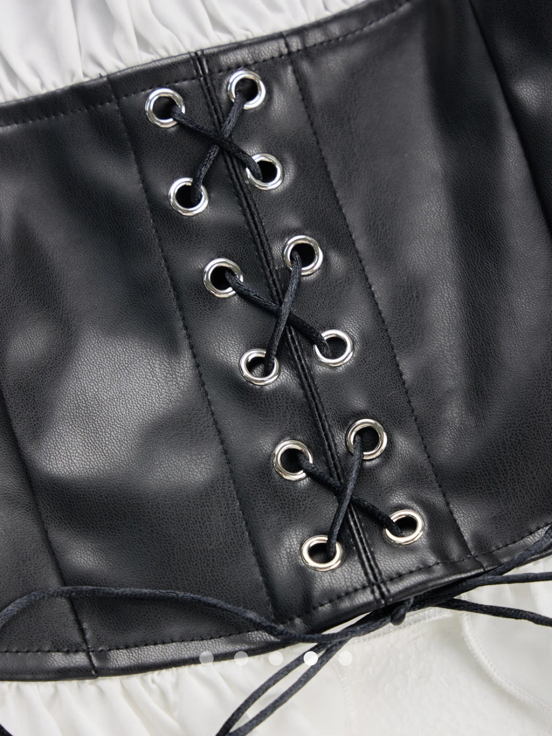 Puff Sleeve Faux Leather Corset Top