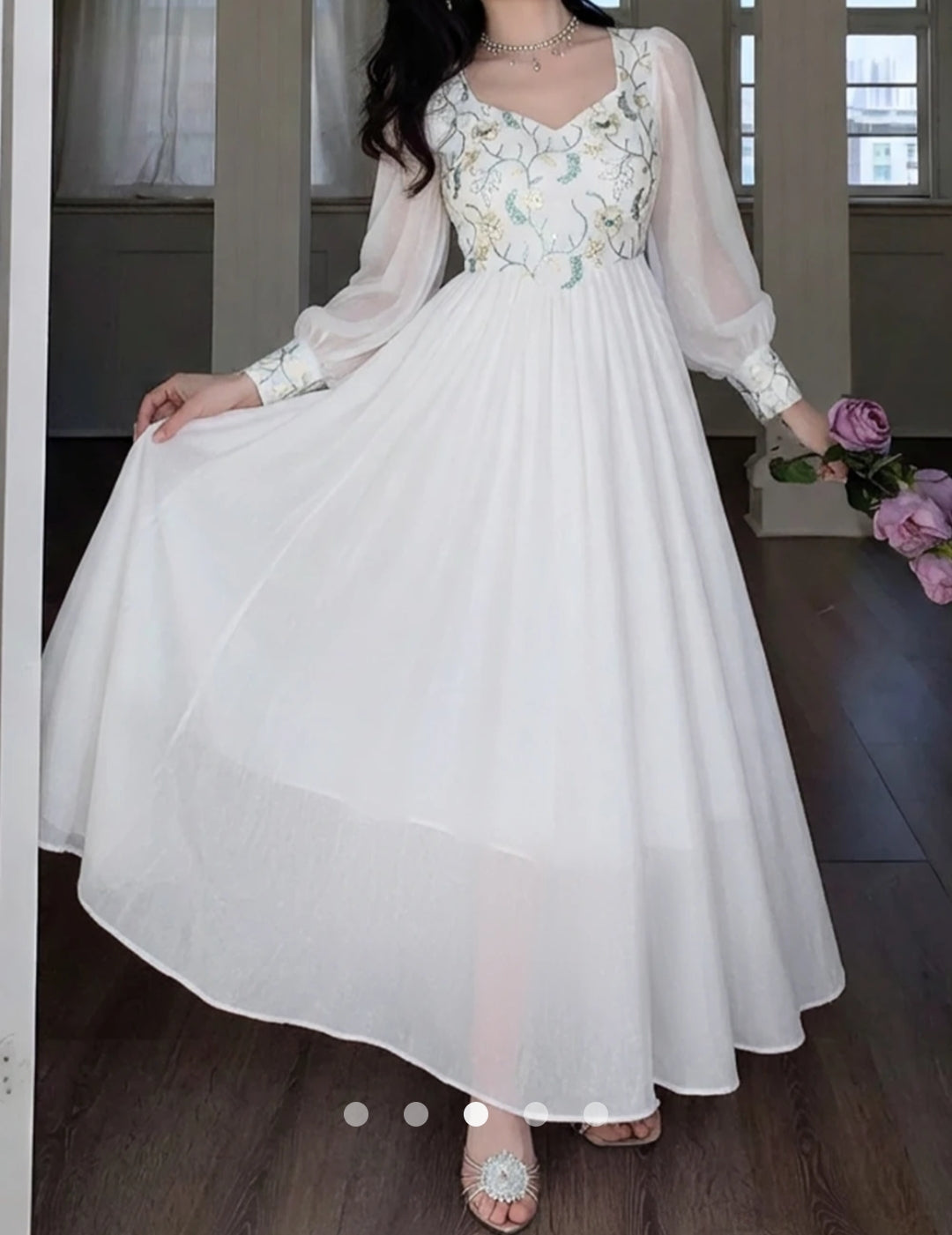 Embroidered A-Line Dress