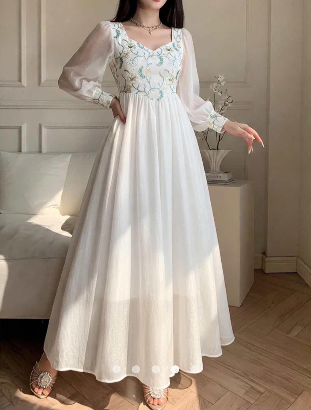 Embroidered A-Line Dress
