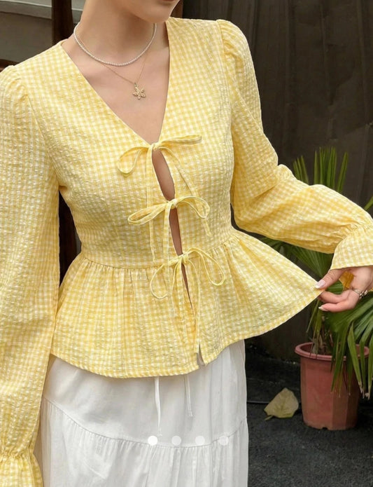 Tie Up Placket Blouse