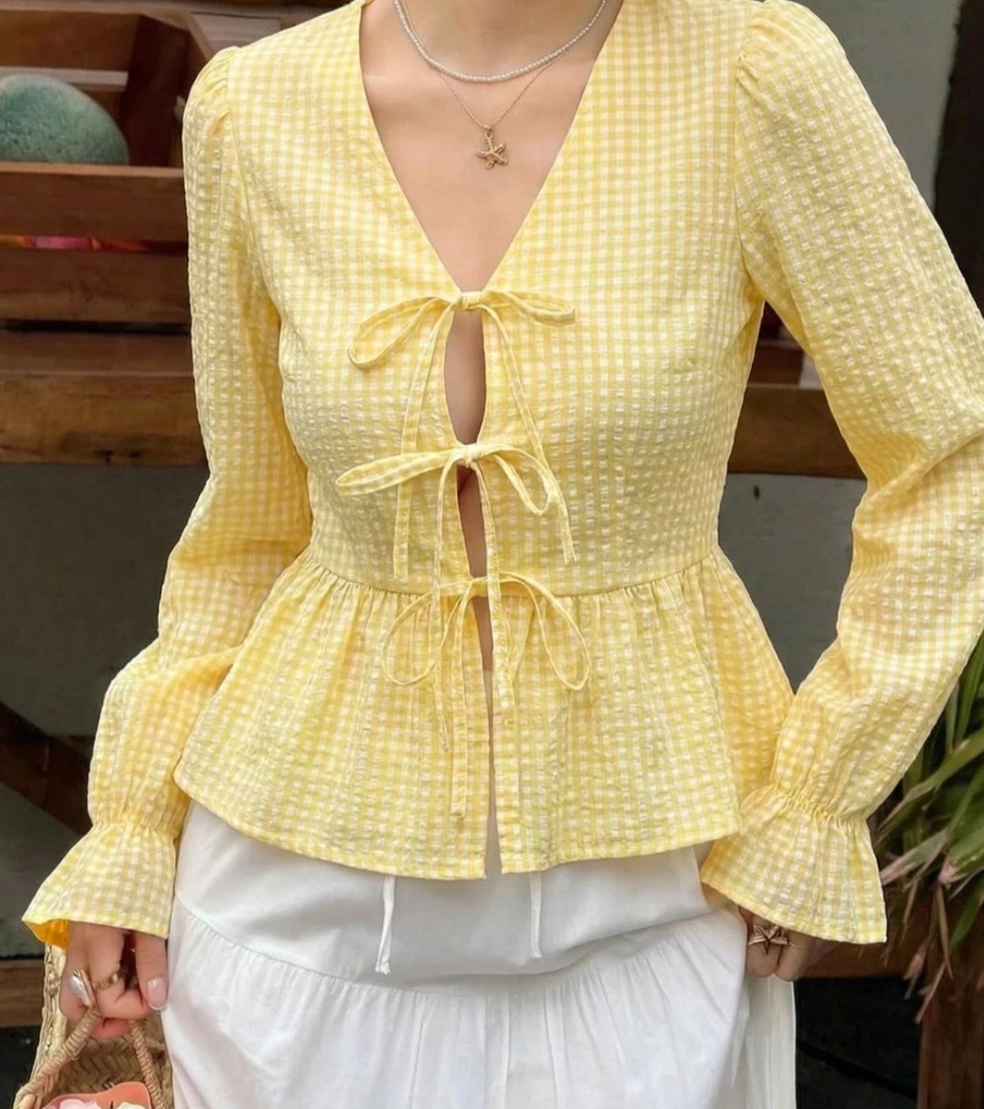 Tie Up Placket Blouse