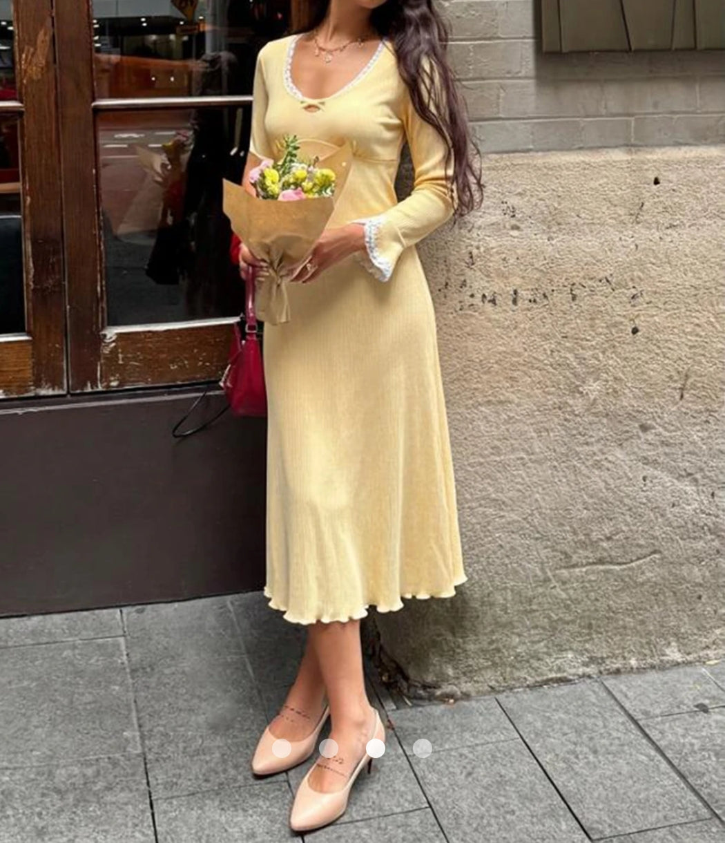 Lace-trimmed A-Line Dress