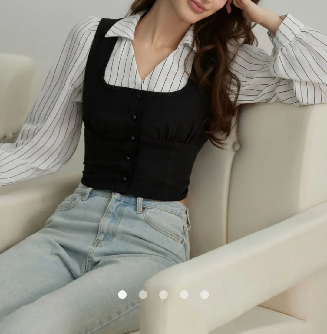 Fake 2 PCS Blouse