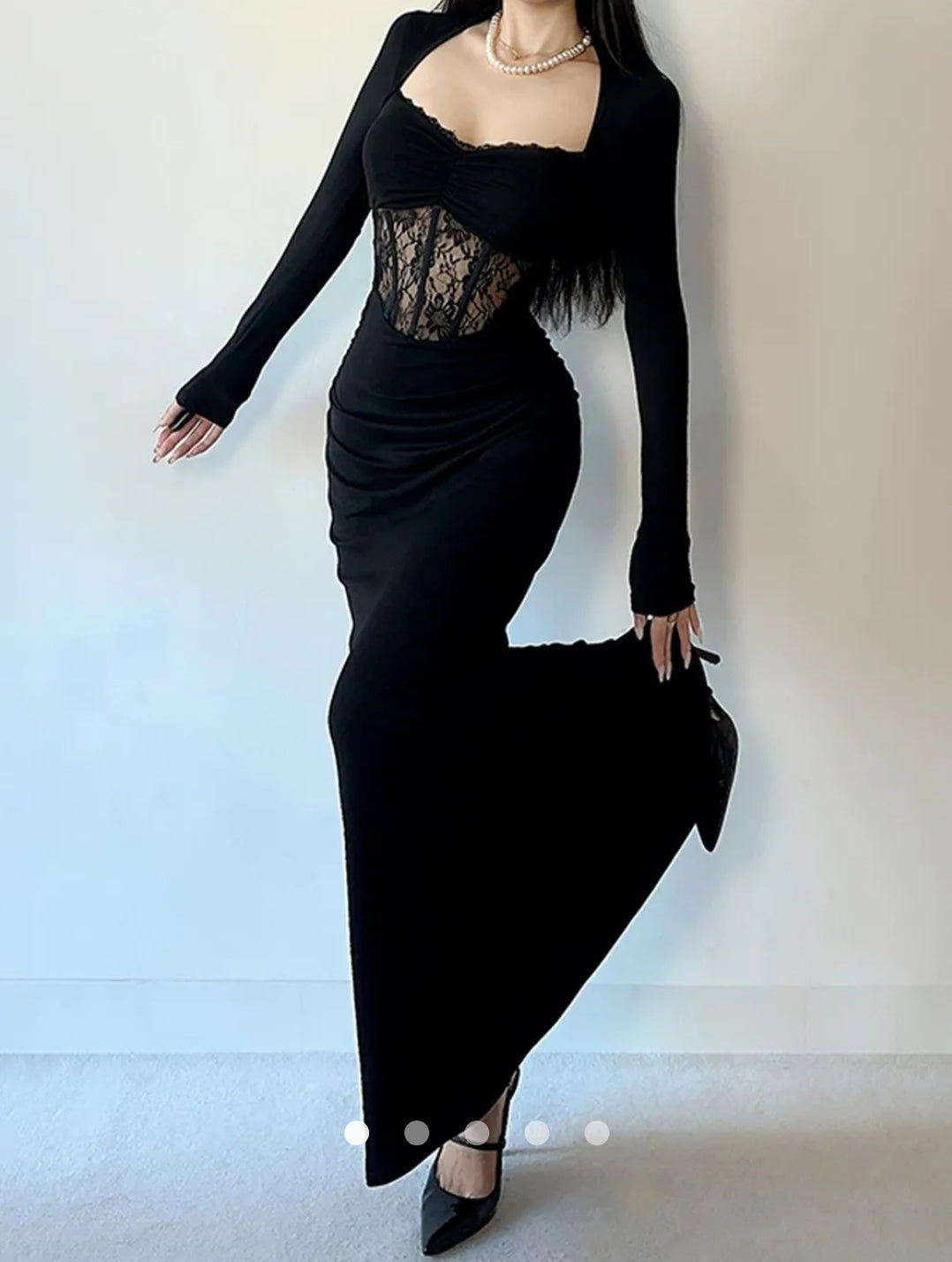 Lace-trimmed Bodycon Dress
