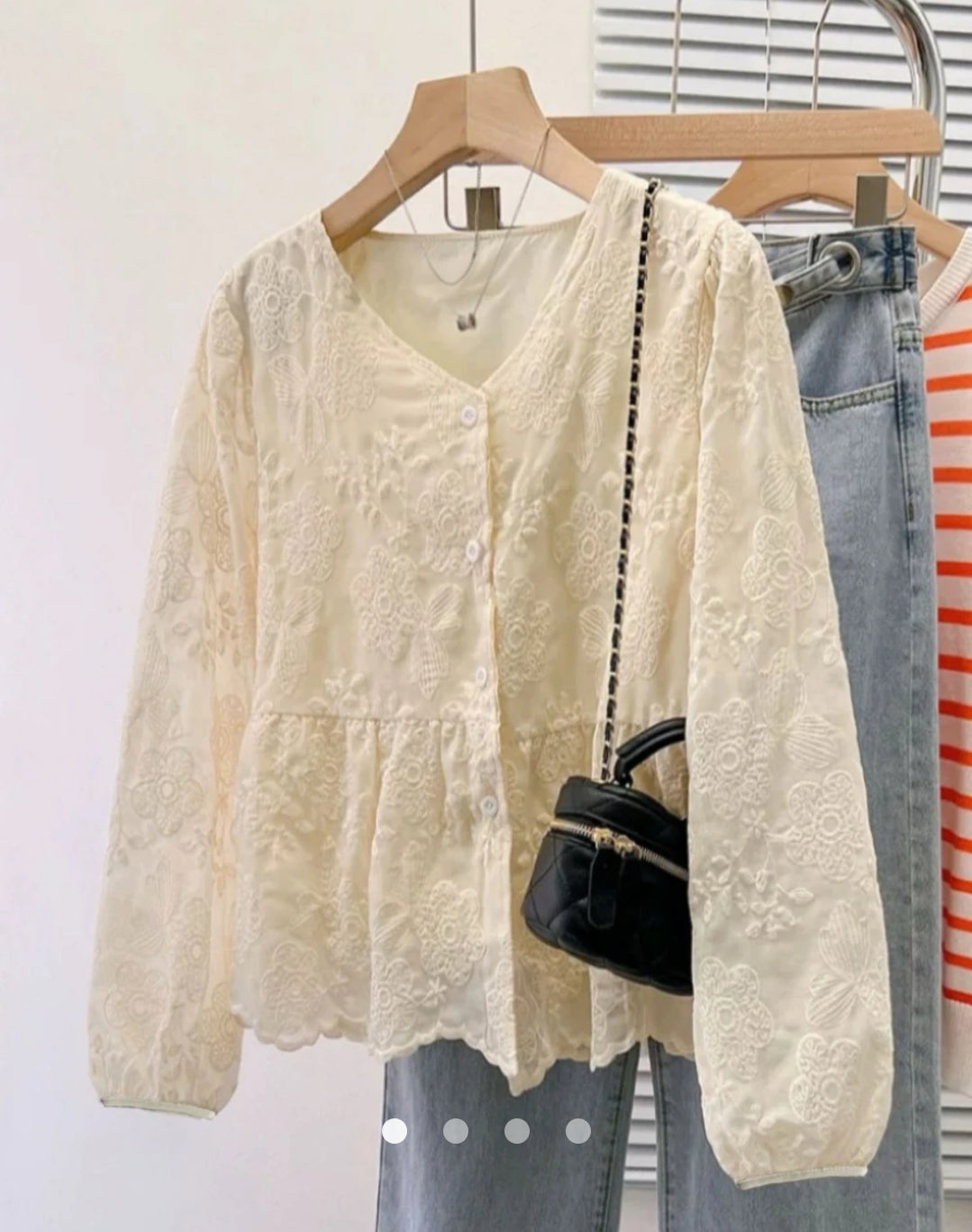 Embroidered Placket Blouse