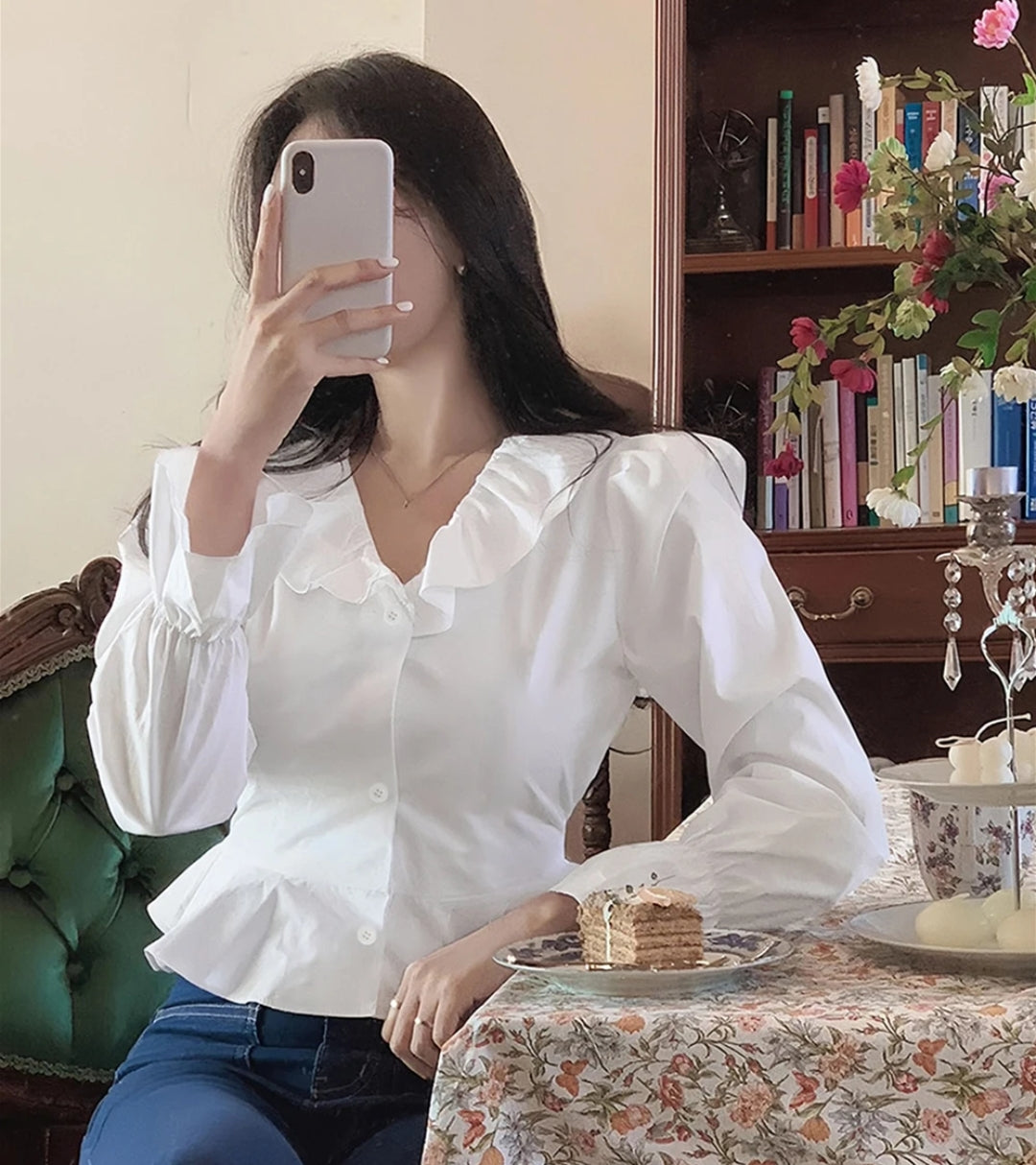 Ruffle Placket Blouse