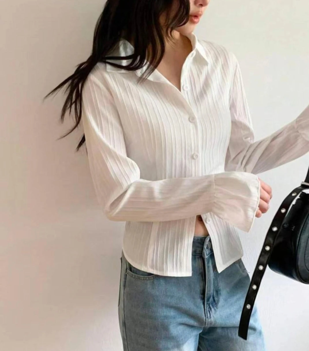 Chic Textured Slim-fit Blouse