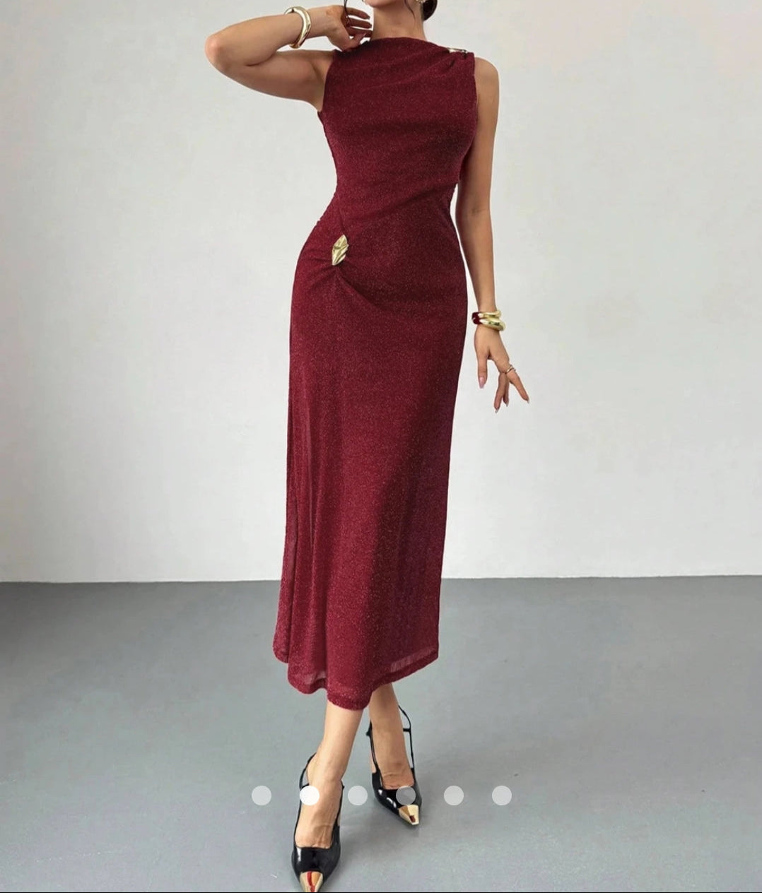 Metallic Decor Bodycon Dress