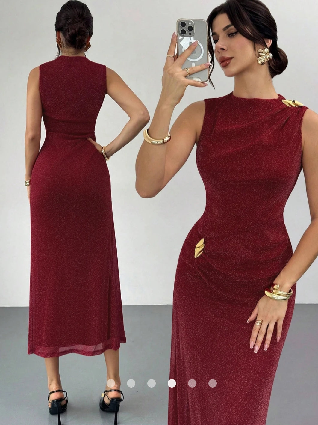 Metallic Decor Bodycon Dress