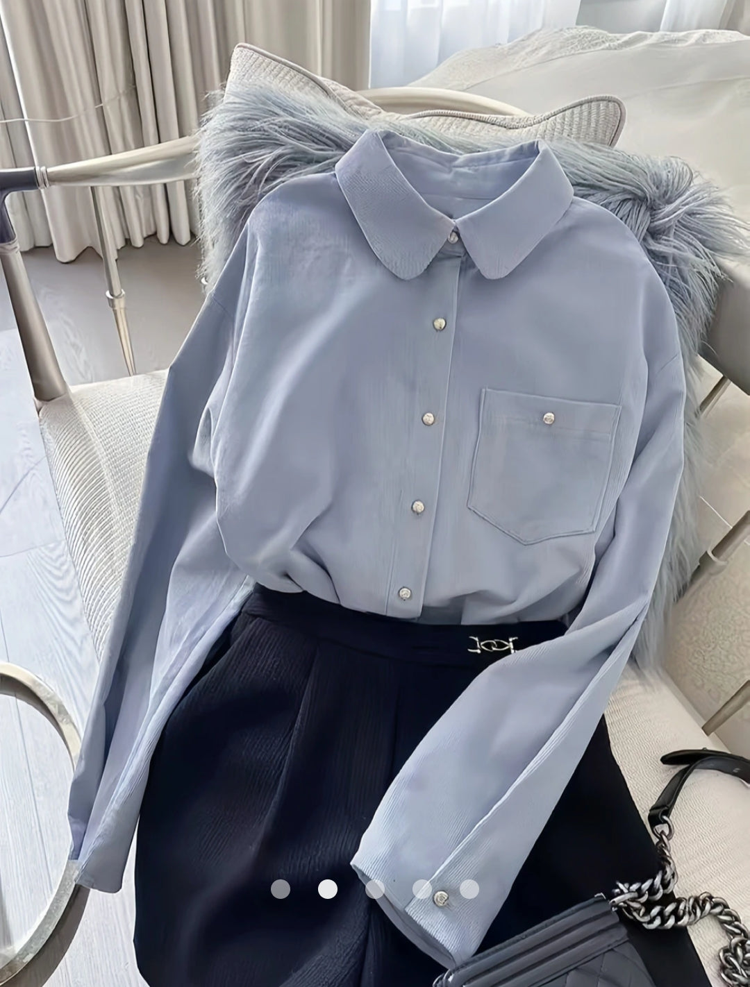 Corduroy Placket Blouse