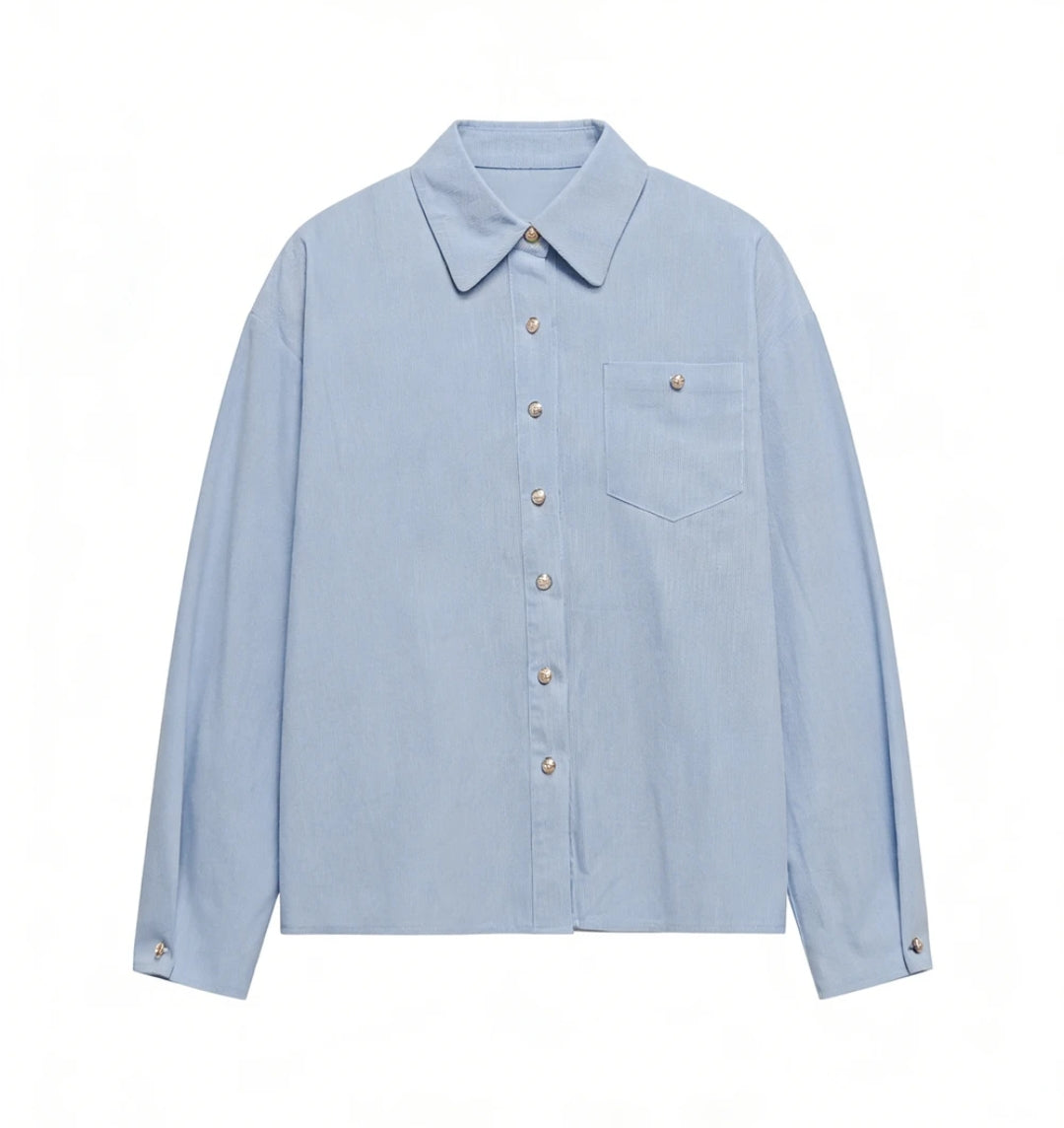 Corduroy Placket Blouse