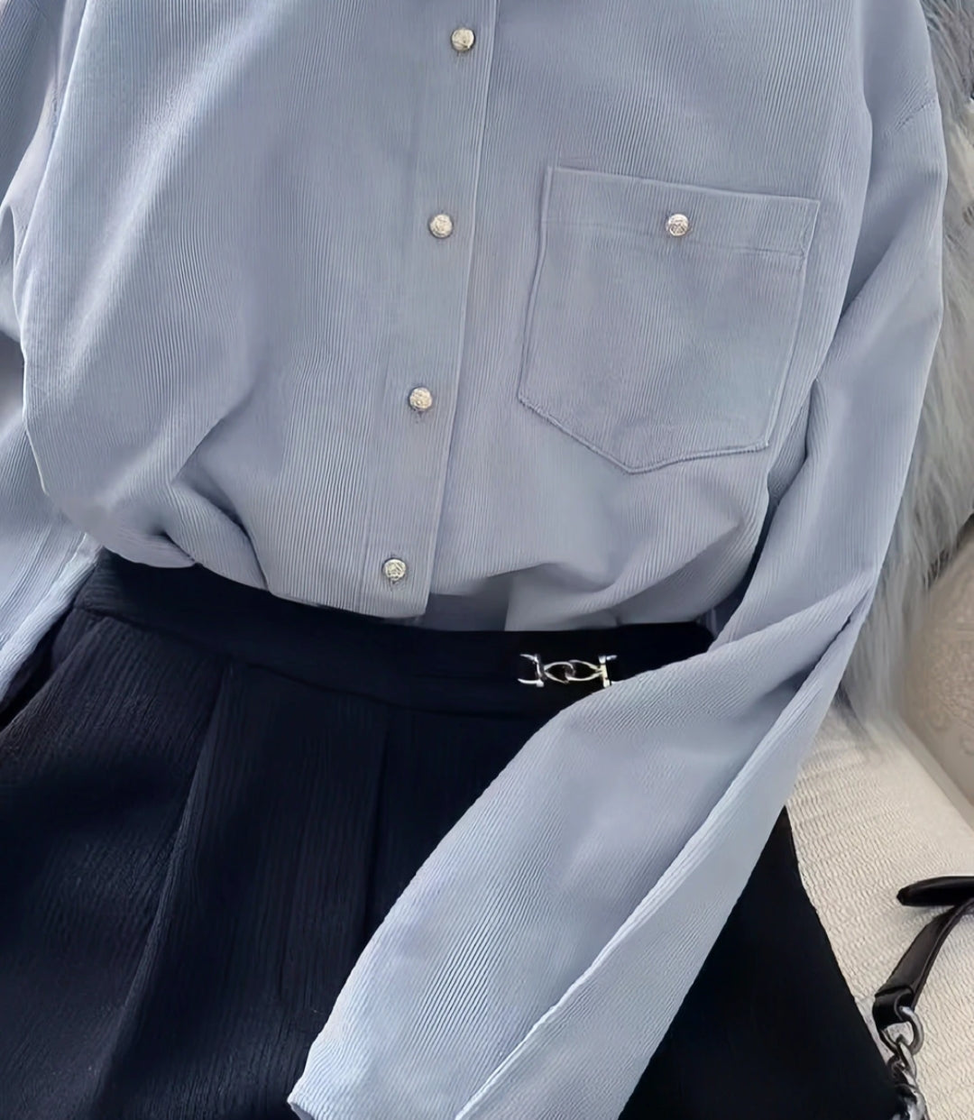 Corduroy Placket Blouse