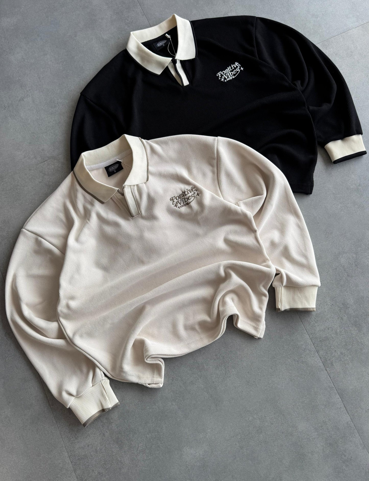 Full Sleeves Knitted Collar T-Shirt