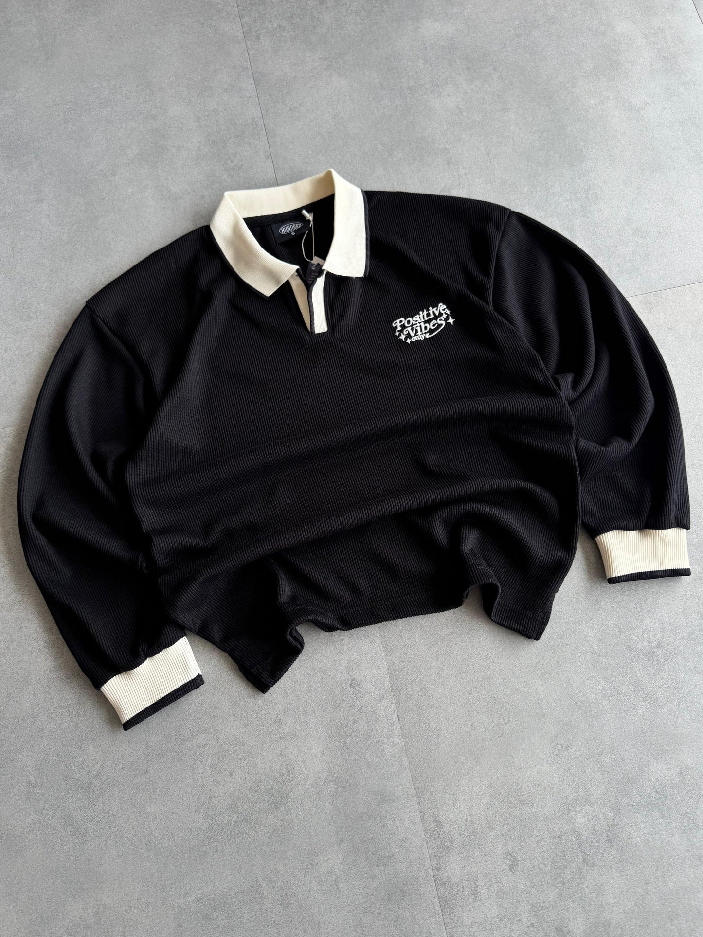 Full Sleeves Knitted Collar T-Shirt