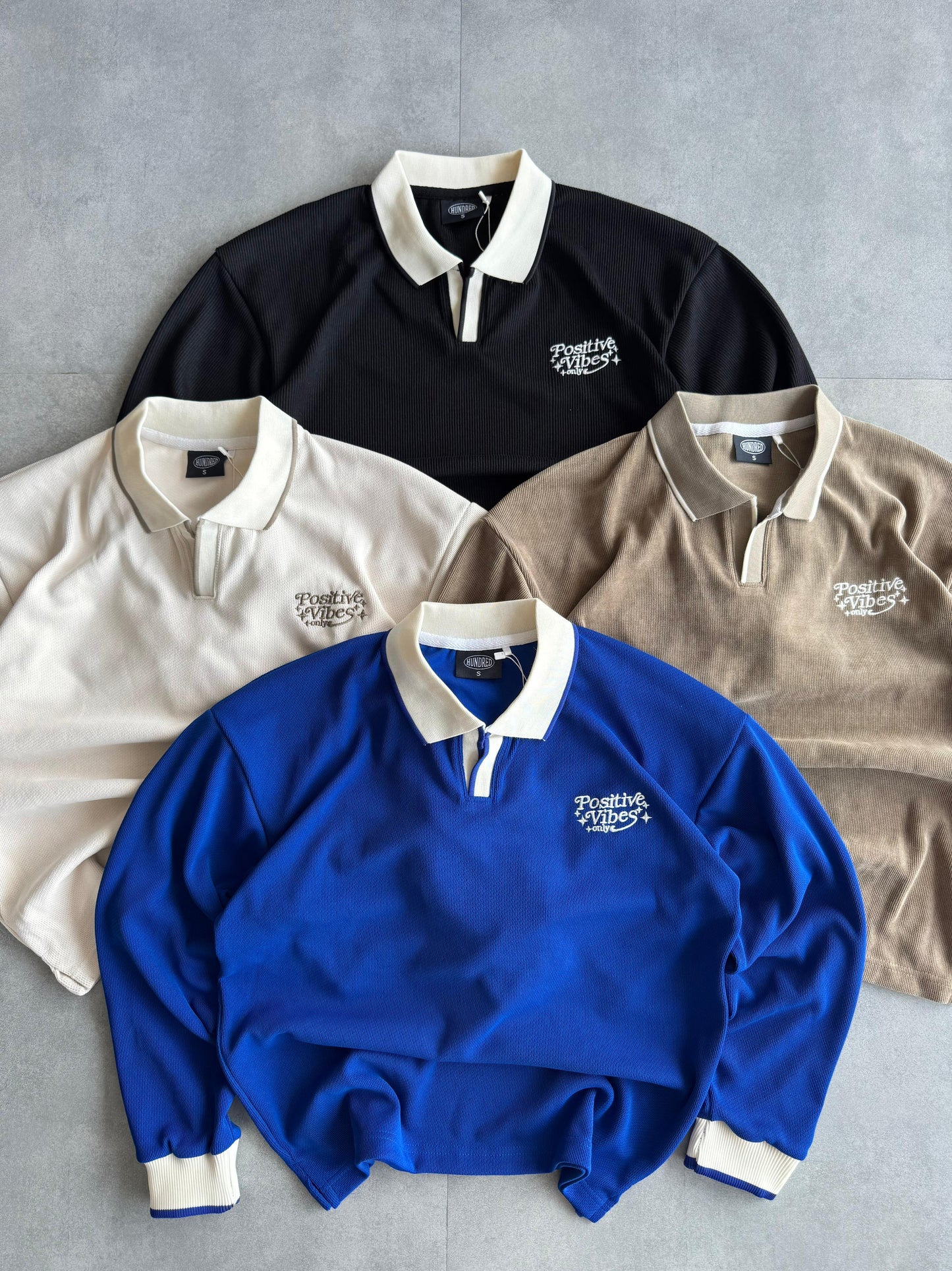 Full Sleeves Knitted Collar T-Shirt