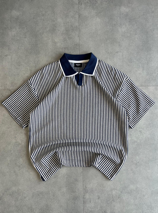 Oversized Stripes Collar T-shirt