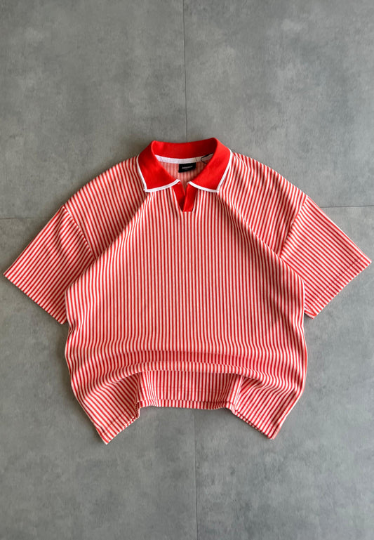 Oversized Stripes Collar T-shirt