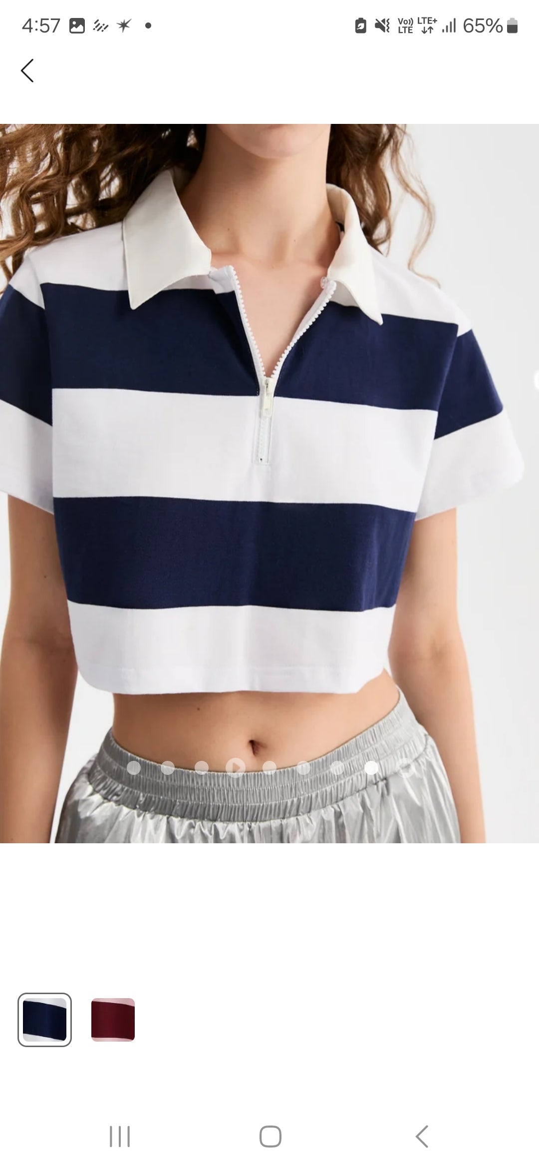 Striped T-shirt with Detachable Collar