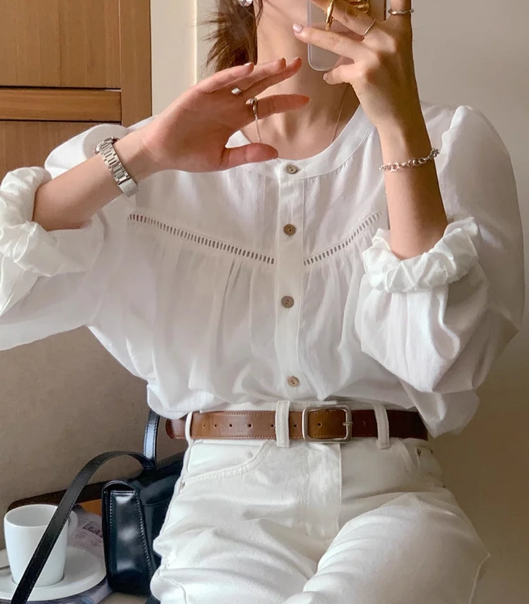 Ribbon Placket Blouse