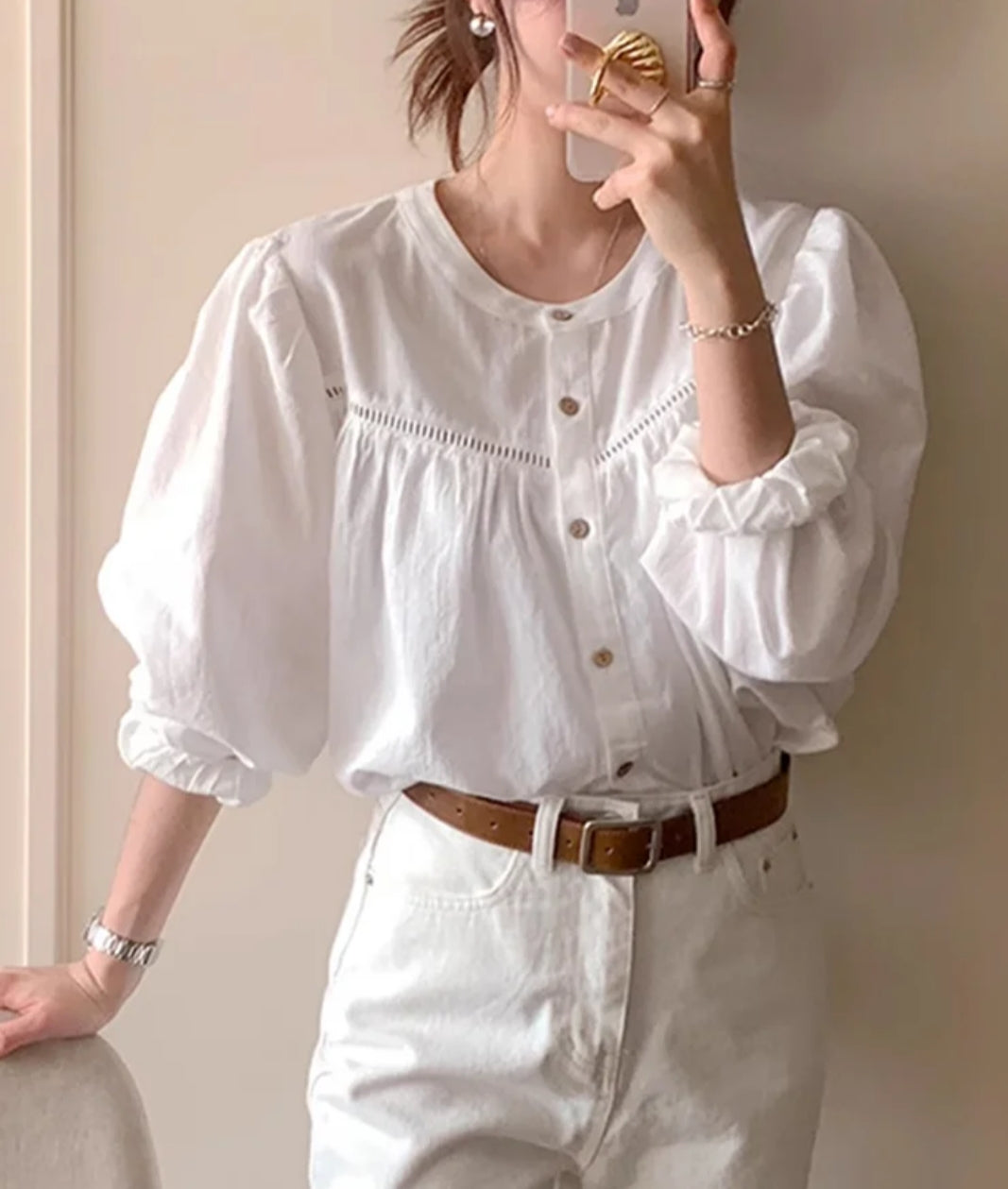 Ribbon Placket Blouse